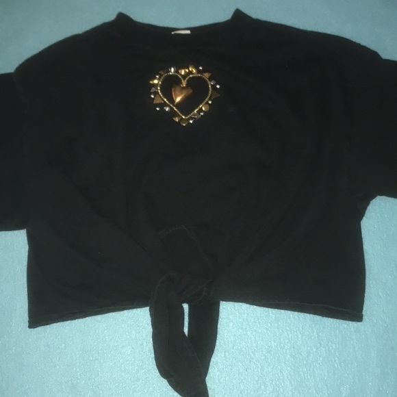 B B GIRLZ heart metallic details cut out crop top knotted at bottom Y2K size M - Picture 1 of 9